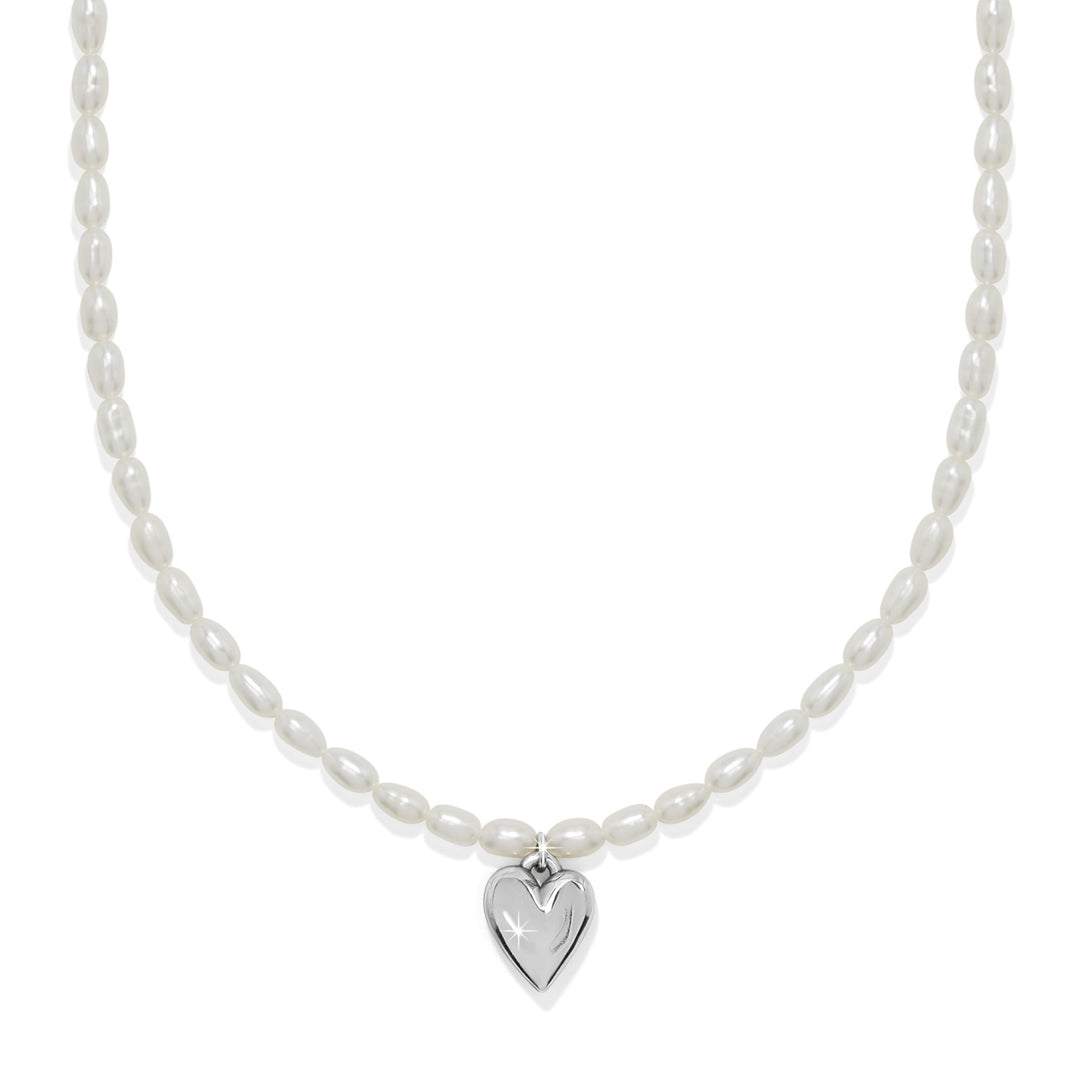 Cascade Embrace Pearl Heart Necklace - Gold-Pearl
