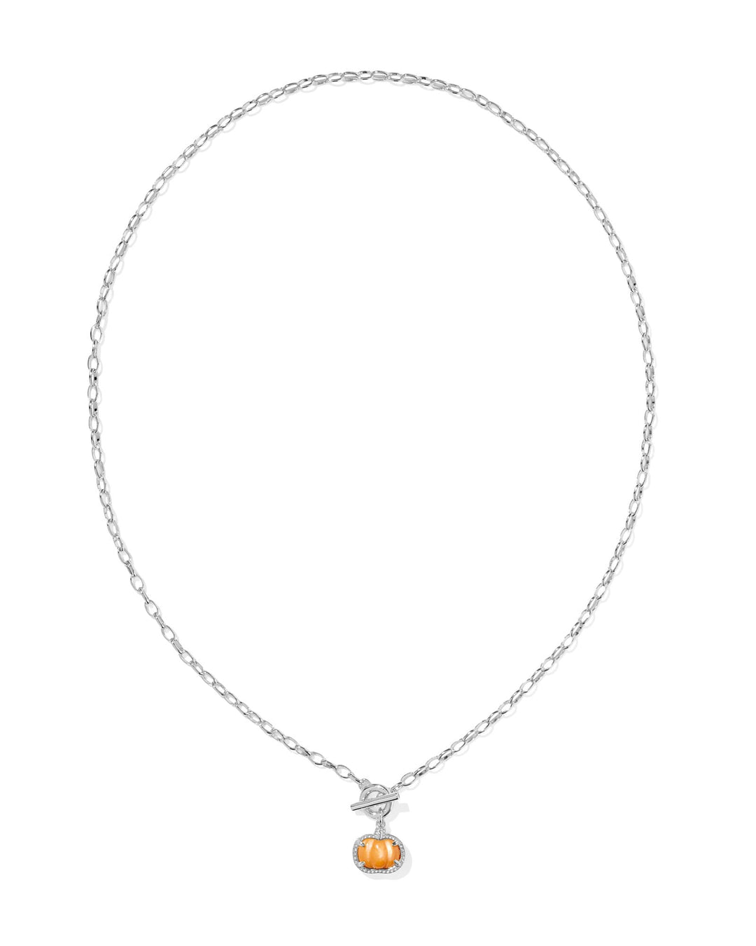 KENDRA SCOTT PUMPKIN LINK AND CHAIN NECKLACE - SILVER ORANGE MOP