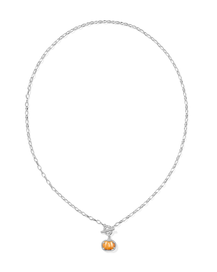 KENDRA SCOTT PUMPKIN LINK AND CHAIN NECKLACE - SILVER ORANGE MOP