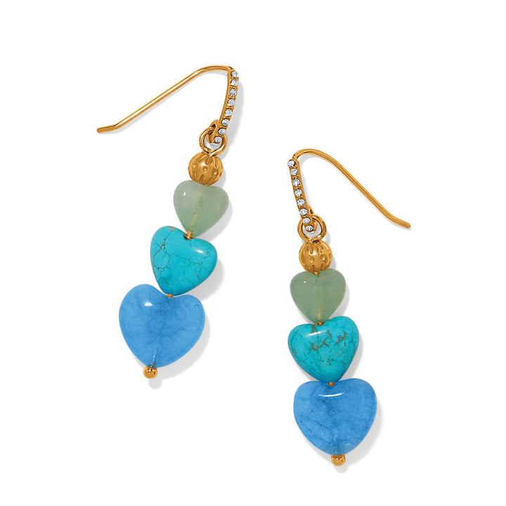 One Heart Multi Heart Bold French Wire Earrings - Gold-Blue