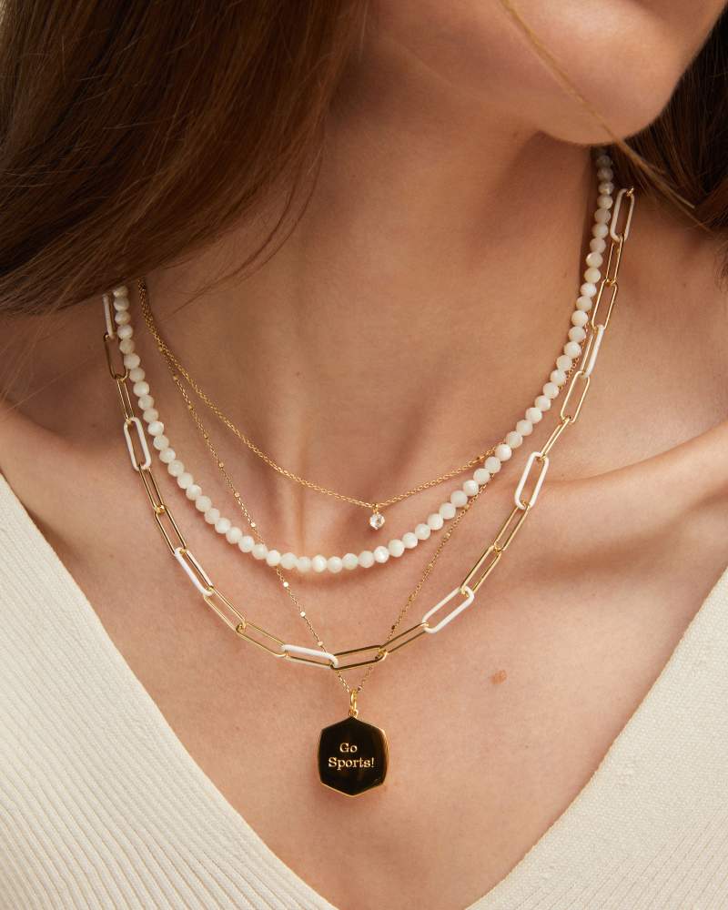 KENDRA SCOTT EMERY BEADED STRAND NECKLACE - GOLD IVORY MOP