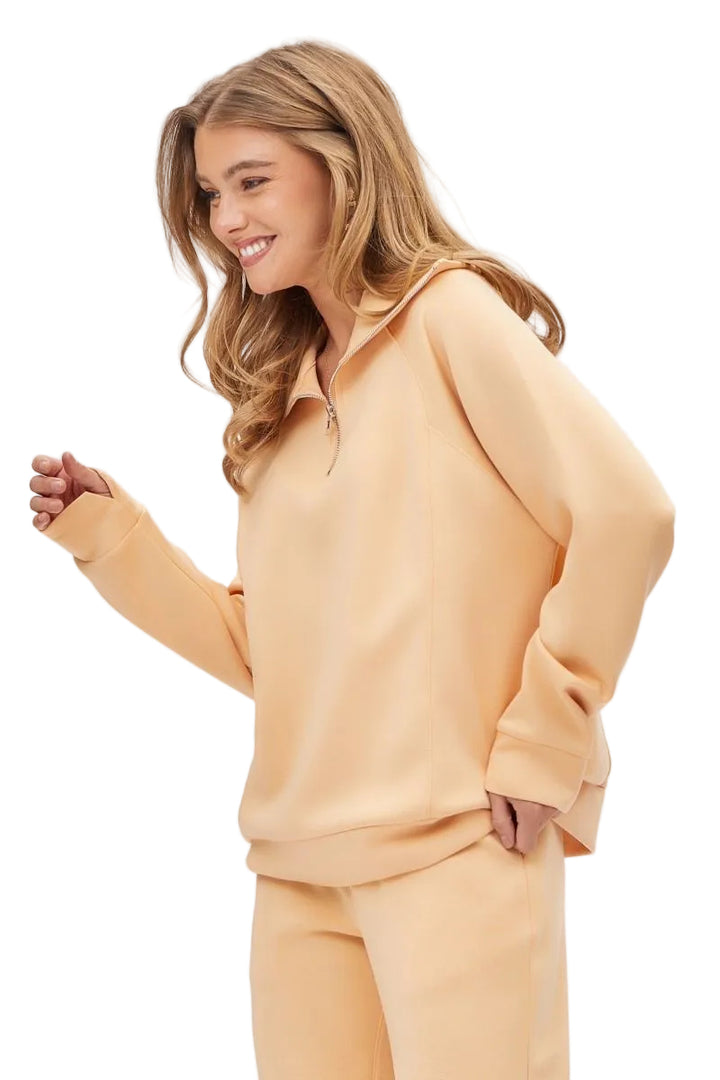 DEAR SCARLETT HALF ZIP MODAL PULLOVER - APRICOT ICE