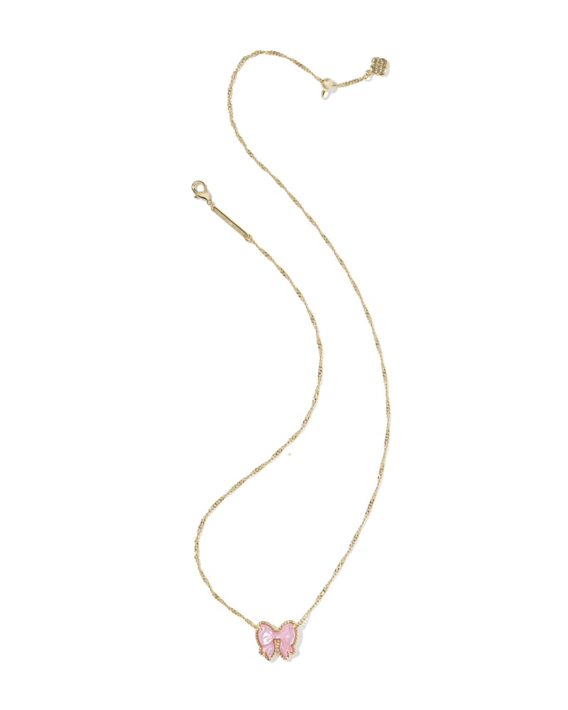 KENDRA SCOTT HALEY BOW SHORT PENDANT NECKLACE - GOLD BLUSH IVORY MOP