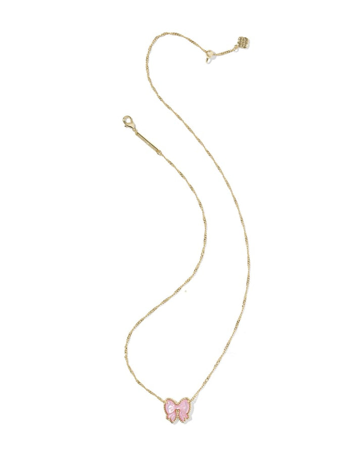 KENDRA SCOTT HALEY BOW SHORT PENDANT NECKLACE - GOLD BLUSH IVORY MOP