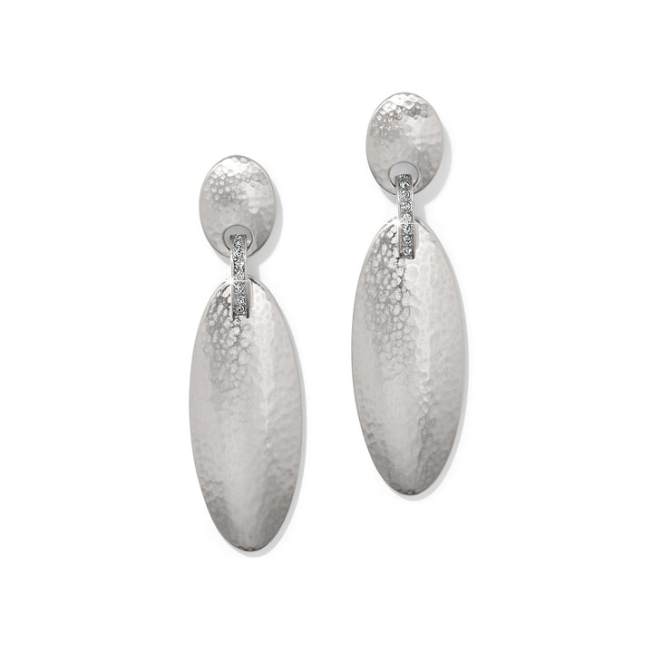 Meridian Orbit Oval Post Drop Earrings - Silver