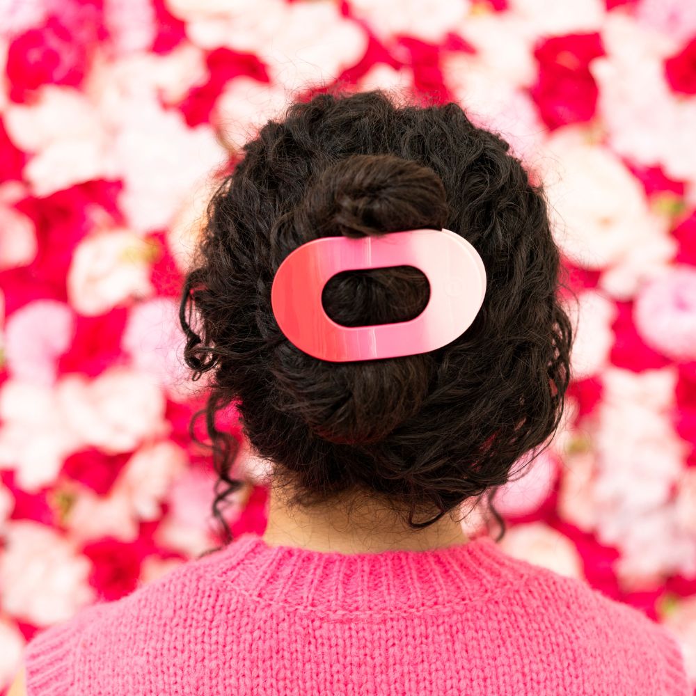 TELETIES LARGE FLAT ROUND HAIR CLIP - KISS & TELL