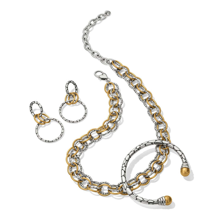 Pebble Link Two Tone Necklace - Silver-Gold