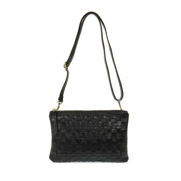 QUINN WOVEN CONVERTIBLE CROSSBODY CLUTCH - BLACK