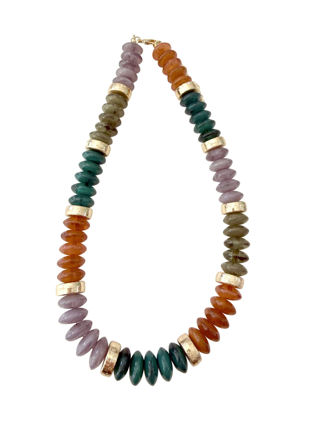 CALLOWAY BEADED DISC NECKLACE - FOREST MIX