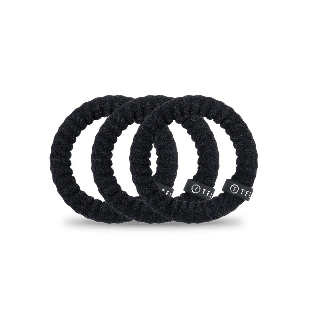 TELETIES SMALL NYLON HAIR TIES S/3 - JET BLACK