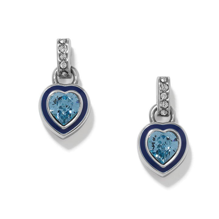Halo Gemma Petite Heart Post Drop Earrings - Silver-Aqua