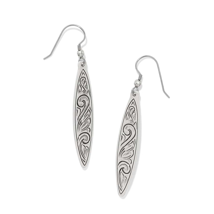 Mosaic Long French Wire Earrings - Silver