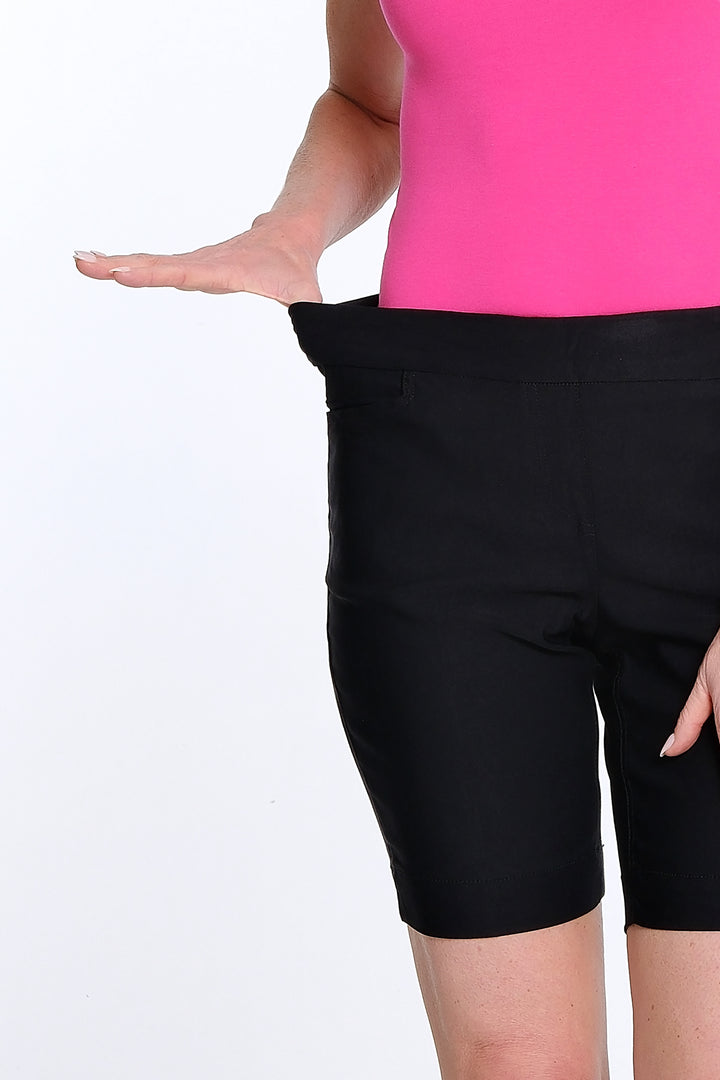 PULL ON SHORTS W/FRONT & BACK POCKETS - BLACK
