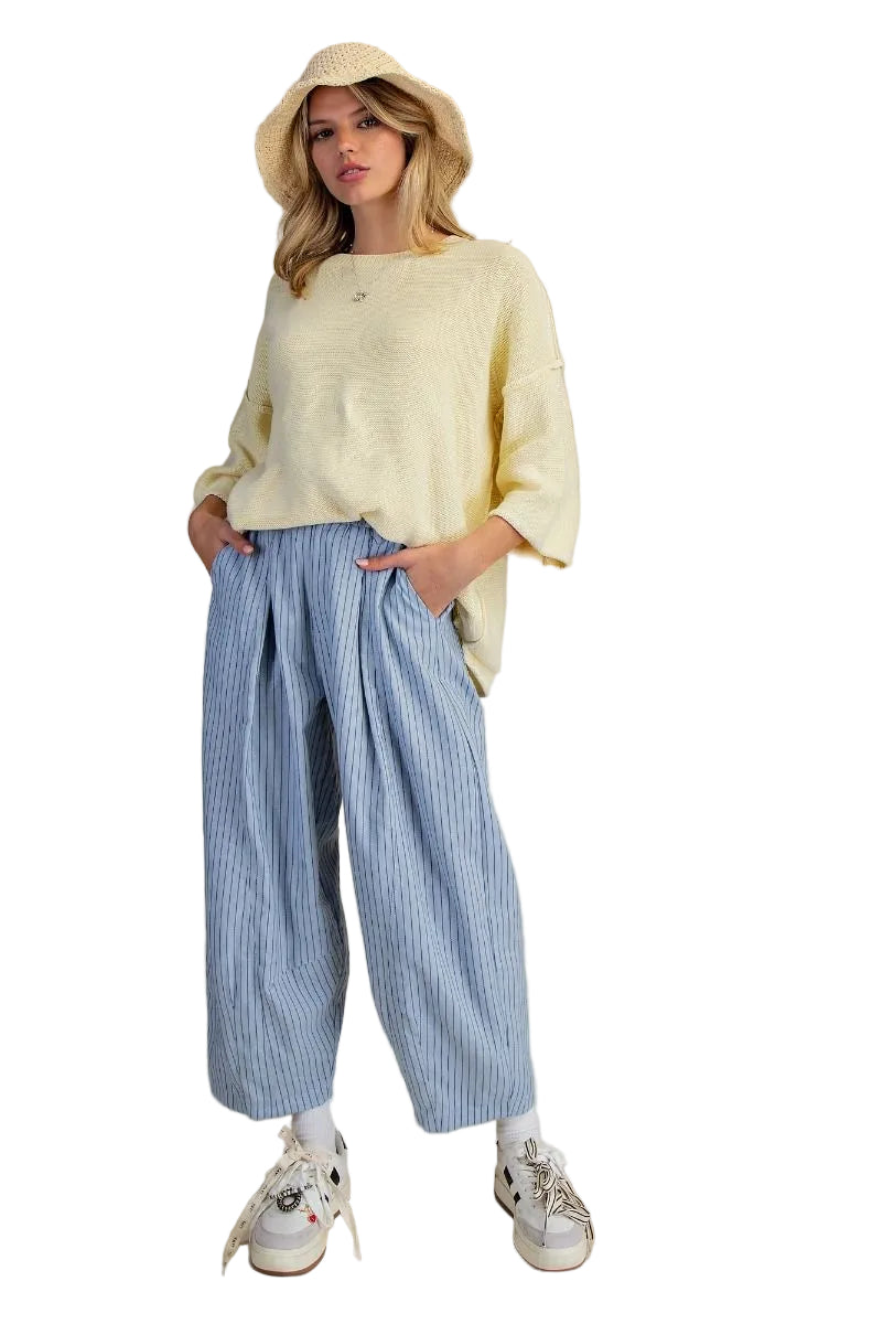 MINERAL WASHED LOOSE FIT KNIT SWEATER - LEMON