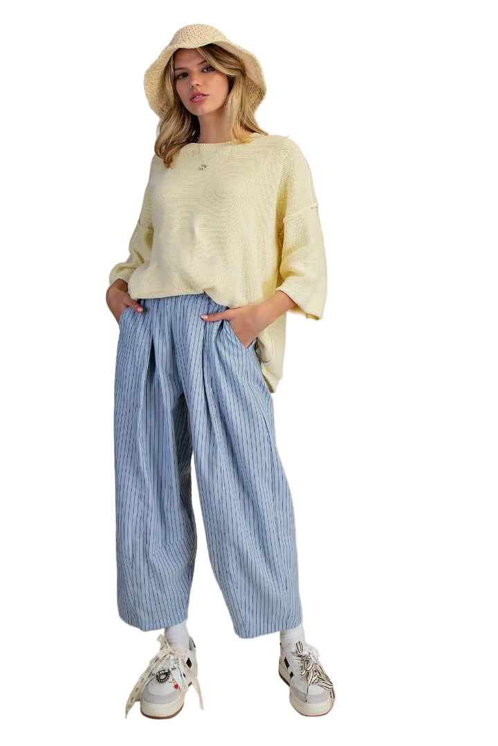 MINERAL WASHED LOOSE FIT KNIT SWEATER - LEMON