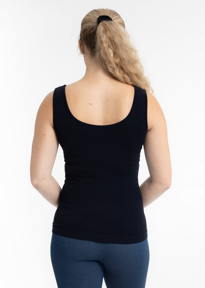 SEAMLESS RIBBED REVERSIBLE TANK - NAVY