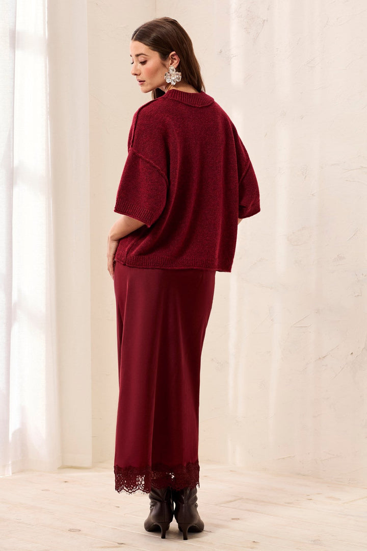 LOFTY ELBOW SLEEVE CREW NECK SWEATER - H PINOT