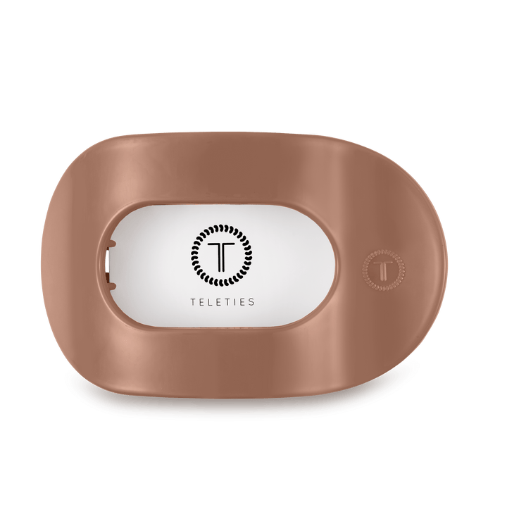 TELETIES SMALL FLAT ROUND CLIP - MOCHA MOUSSE