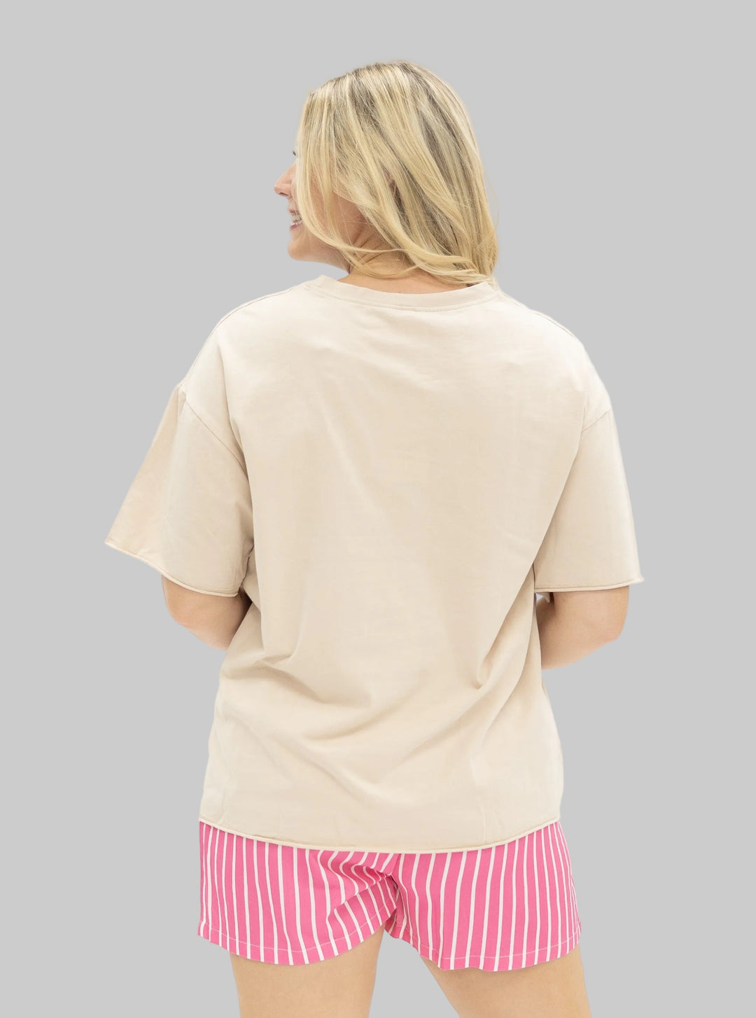 SHORT SLEEVE SAVE WATER DRINK MARGS TEE - BEIGE