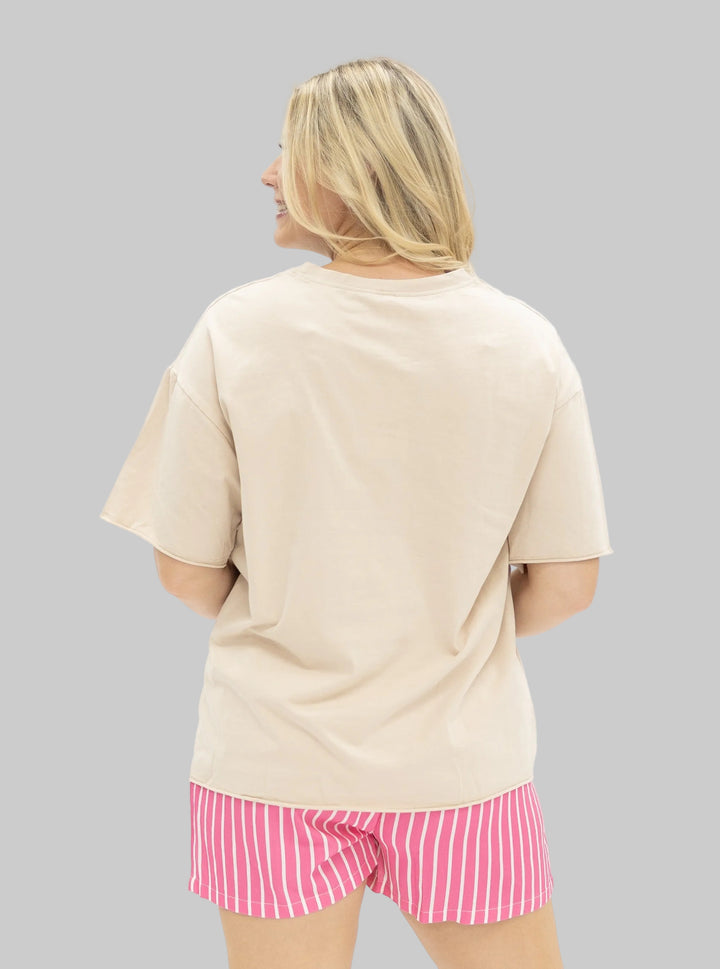 SHORT SLEEVE SAVE WATER DRINK MARGS TEE - BEIGE