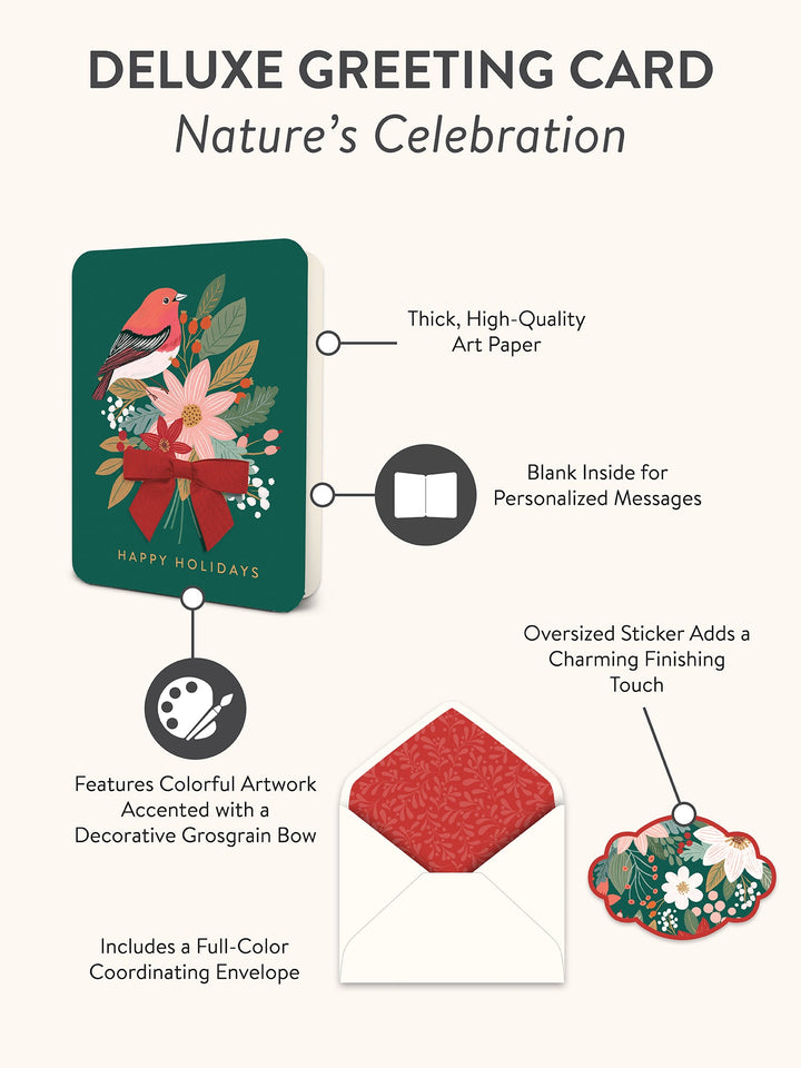 DELUXE GREETING CARD WITH BOW - NATURE'S CELEBRATION