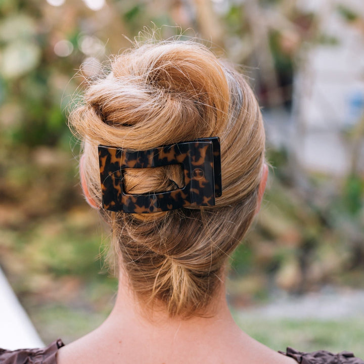 TELETIES LARGE FLAT RECTANGLE HAIR CLIP - TORTOISE