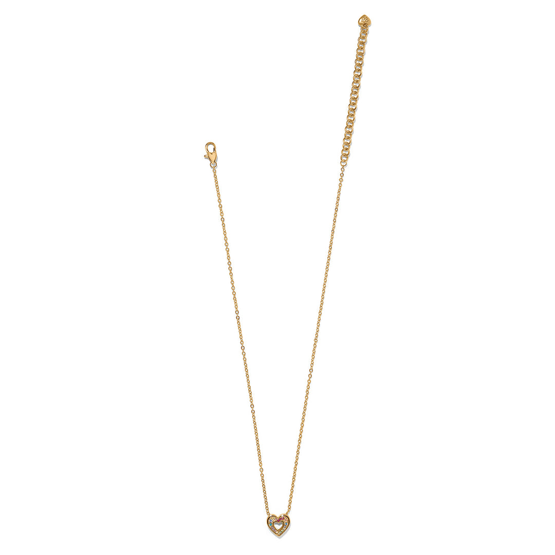 Enchanting Gem Heart Necklace - Gold