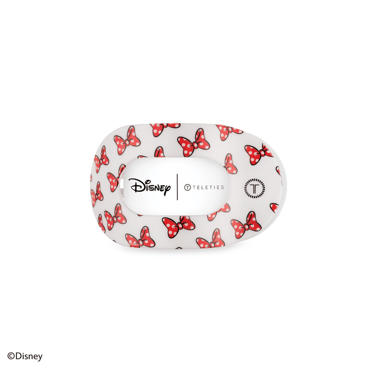 TELETIES SMALL FLAT ROUND HAIR CLIP - MINNIE MOUSE LOVES HER BOWS!