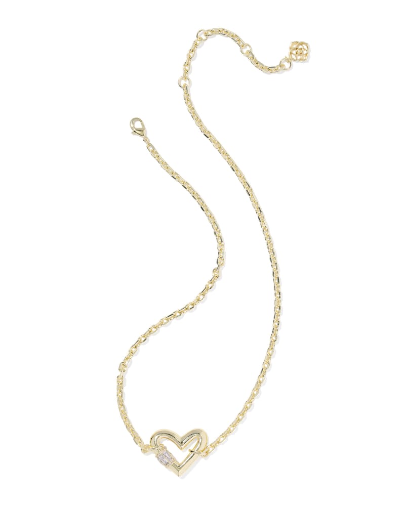 KENDRA SCOTT EMREY HEART SHORT PENDANT NECKLACE - GOLD WHITE