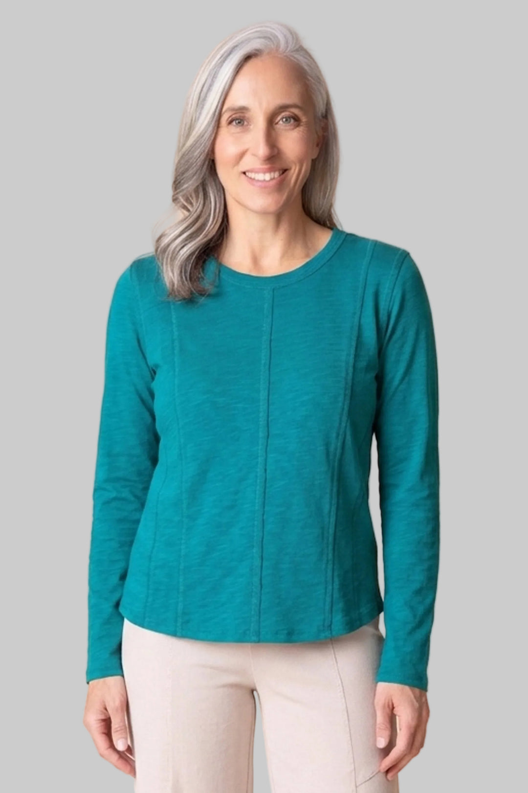 COTTON PEBBLE PRINCESS SEAMED TEE - TEAL