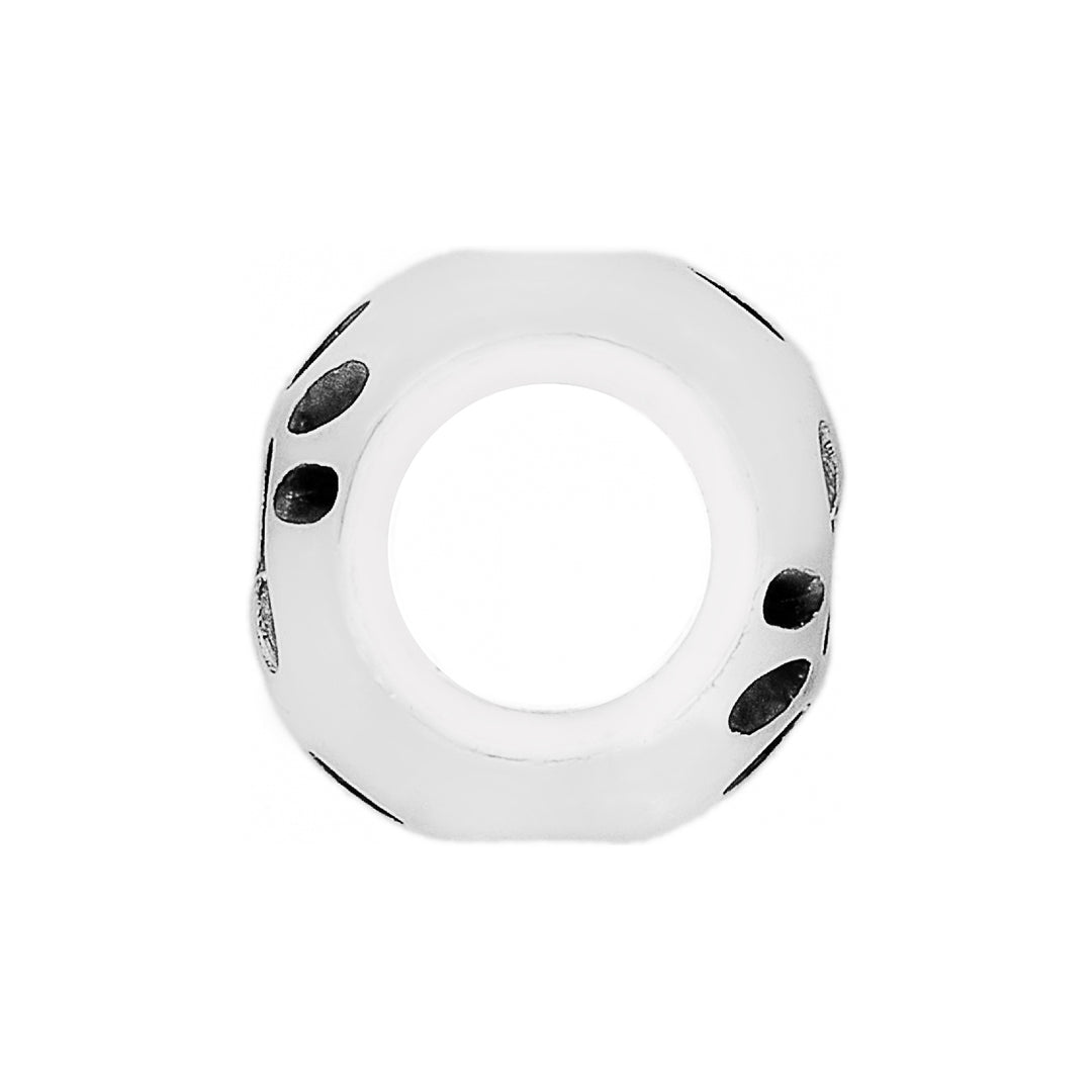 SIL BLK PAW BEAD - SILVER