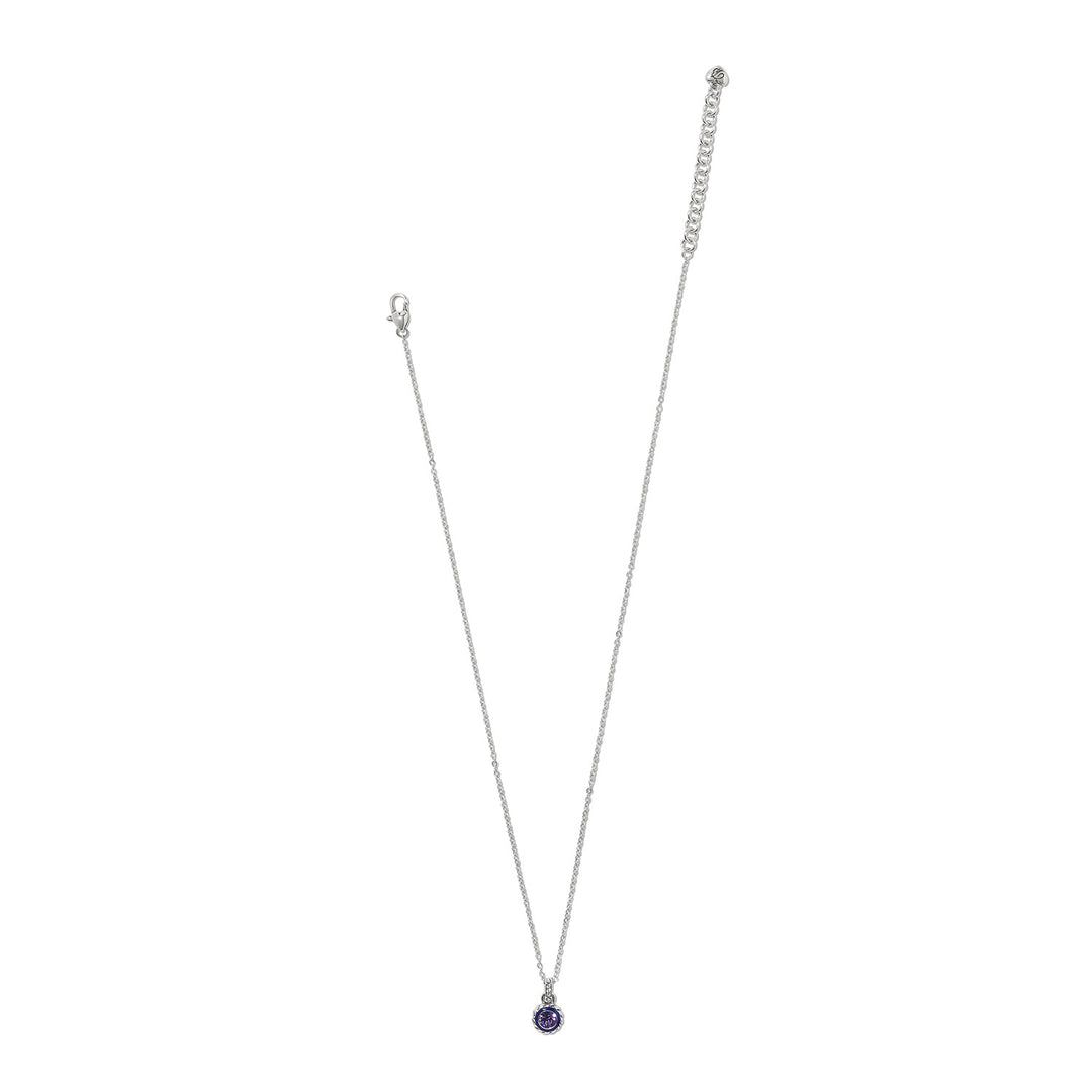 Halo Gemma Petite Round Necklace - Silver-Tanzanite