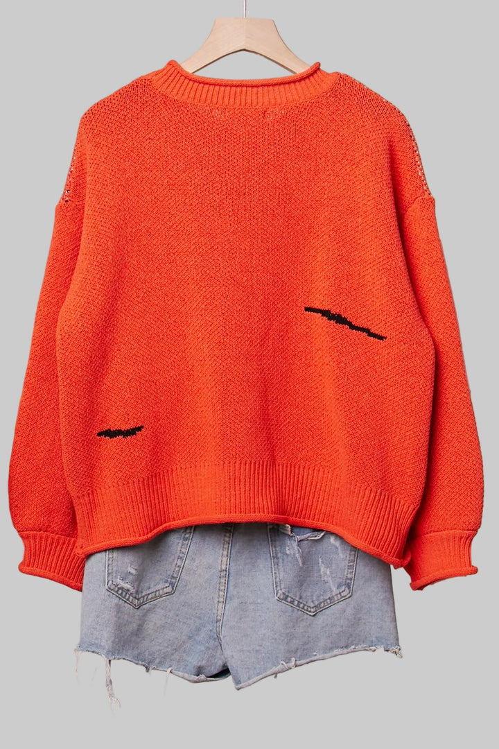 HALLOWEEN SPOOKY GHOST PULLOVER - ORANGE