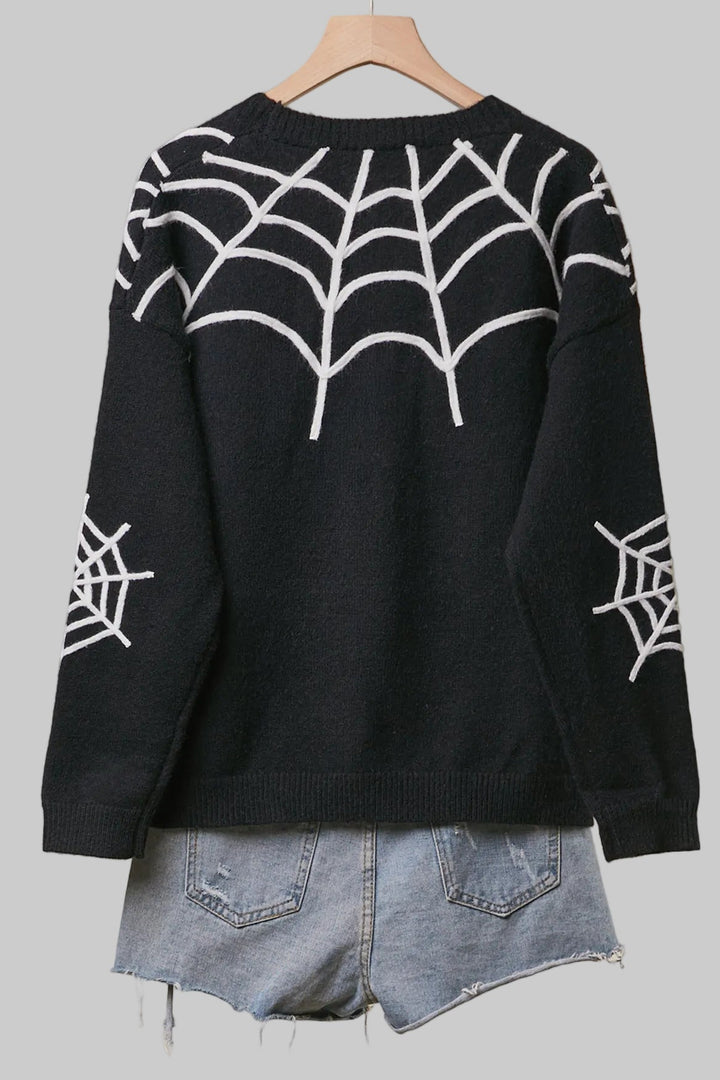 HALLOWEEN SPIDER WEB CARDIGAN - BLACK