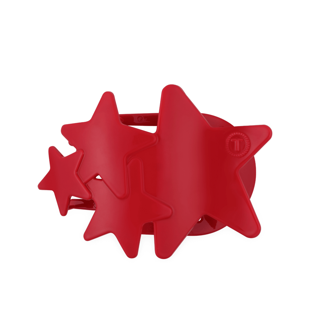 TELETIES LARGE FLAT HAIR CLIP - RED SHOOTING STARS