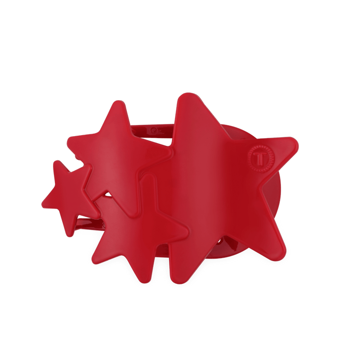 TELETIES LARGE FLAT HAIR CLIP - RED SHOOTING STARS