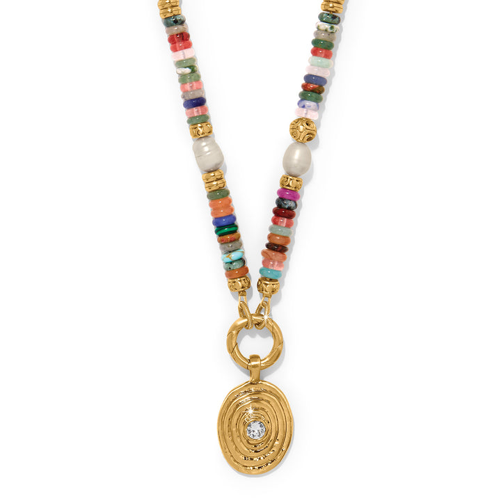Kosmos Chroma Token Charm Necklace - Gold-Multi