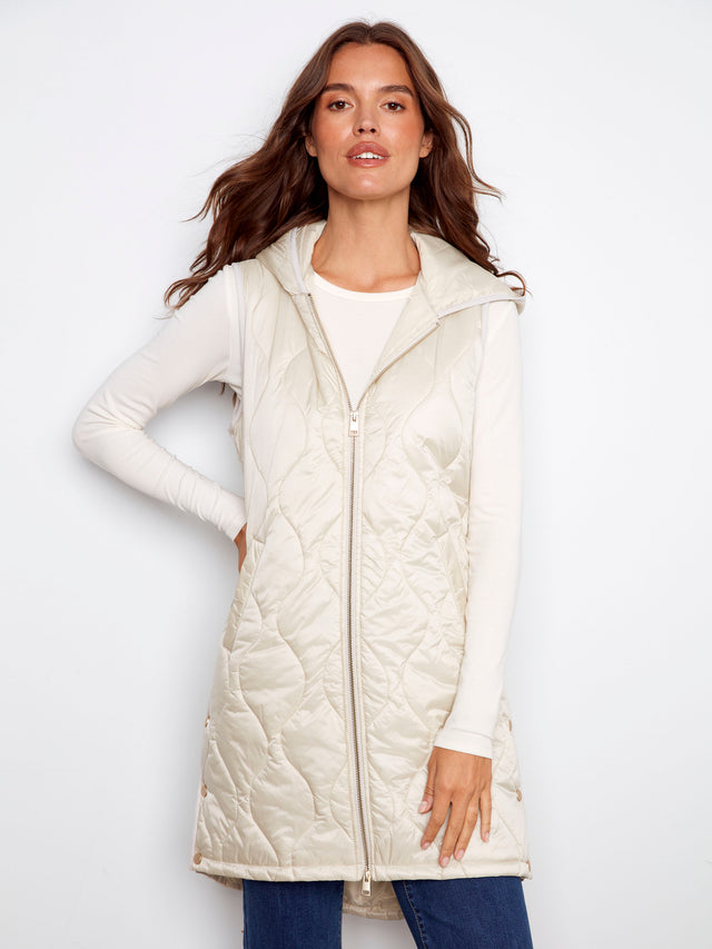 PEARLIZED LONG VEST - CHAMPAGNE