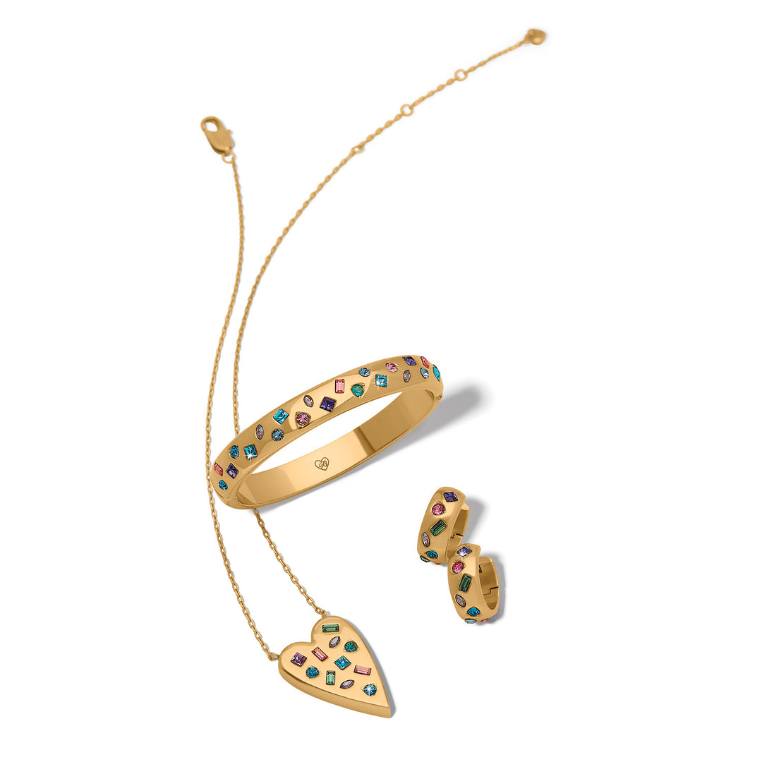 B Radiant Bright Hinged Bangle - Gold-Multi
