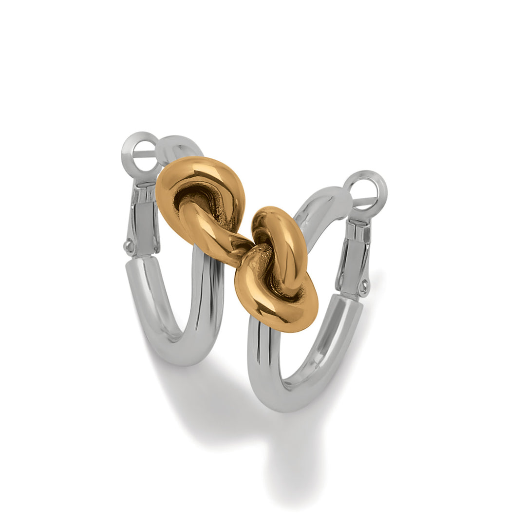 Interlok Single Knot Hoop Earrings - Silver-Gold