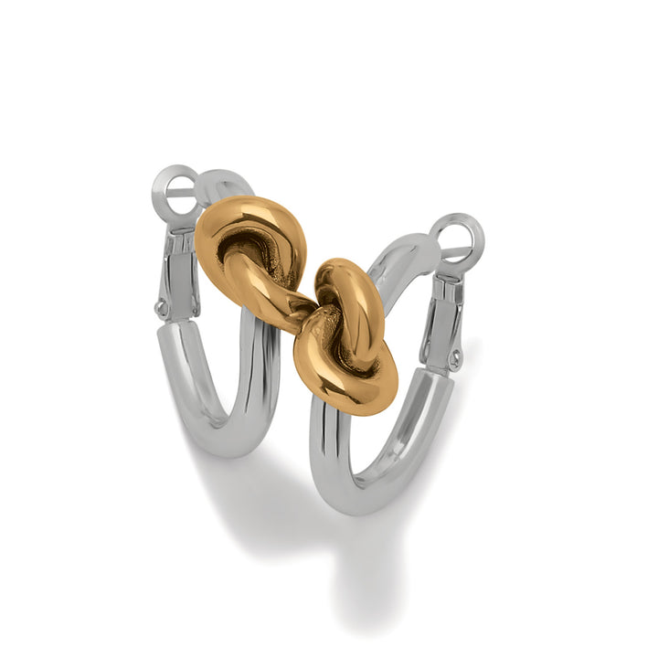 Interlok Single Knot Hoop Earrings - Silver-Gold
