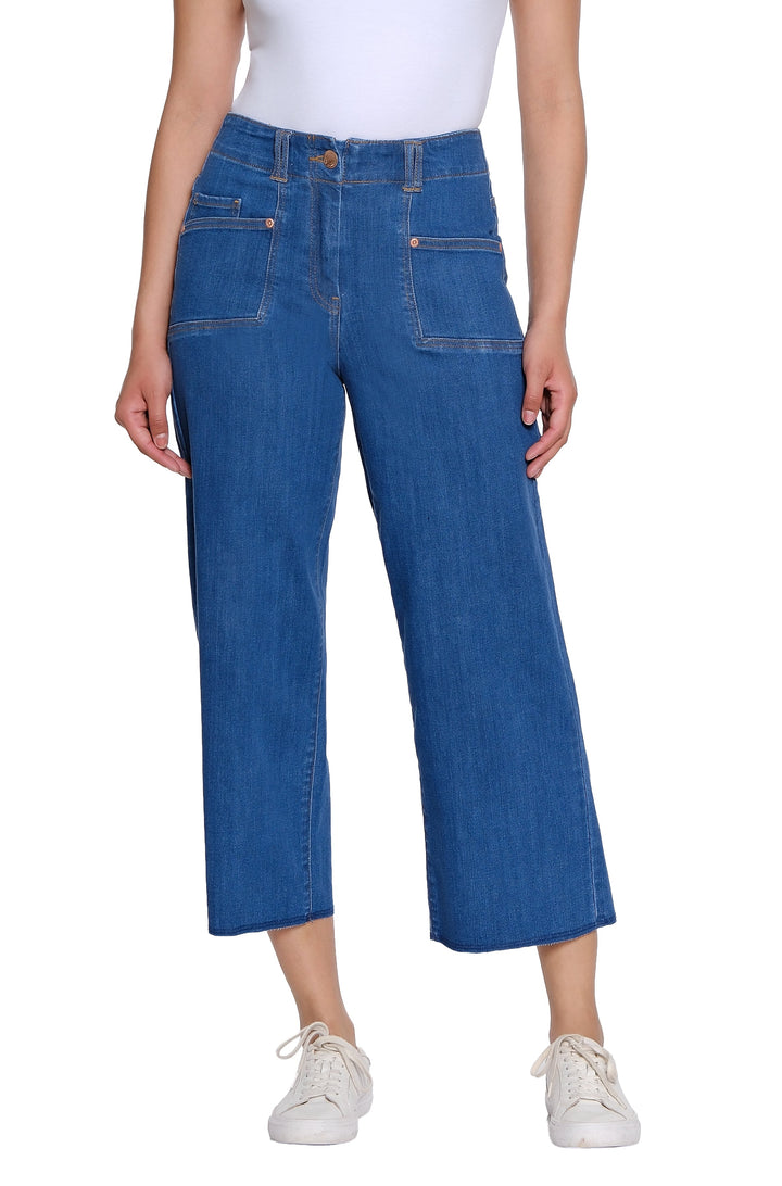 5 POCKET RAW EDGE HEM CROP JEANS - INDIGO