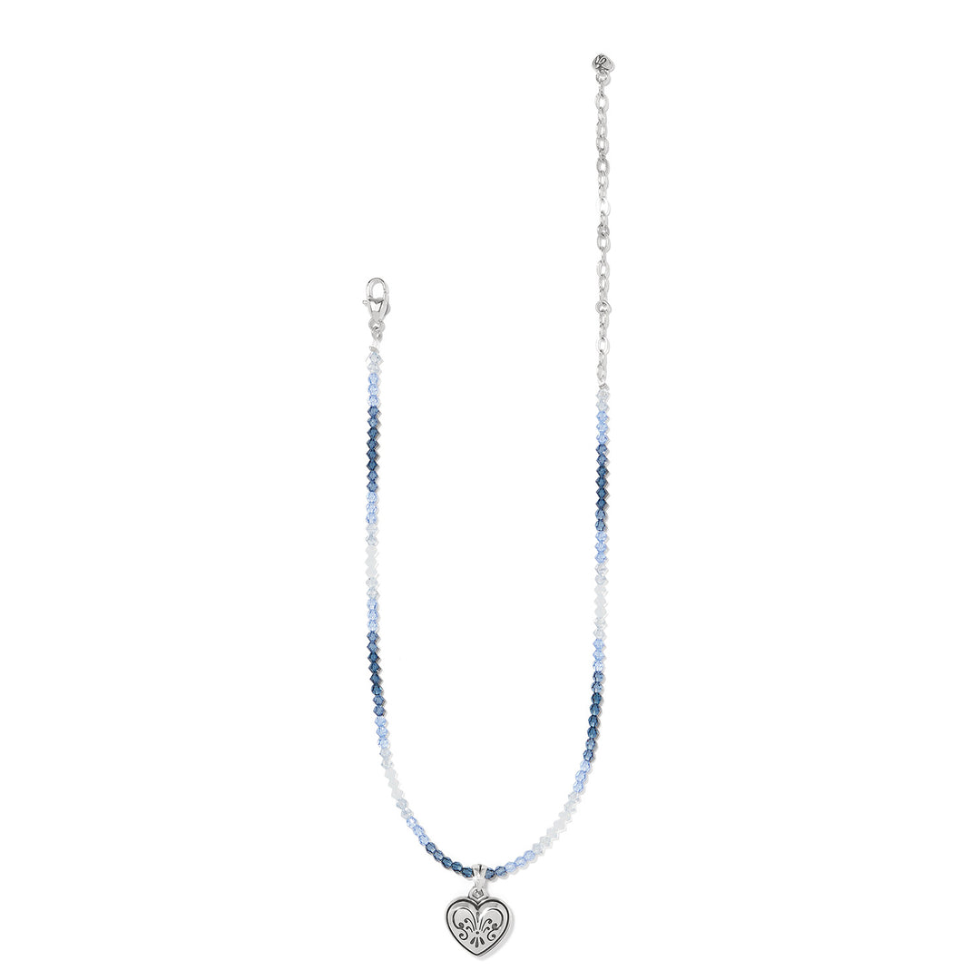 One Heart Ombre Necklace - Silver-Blue
