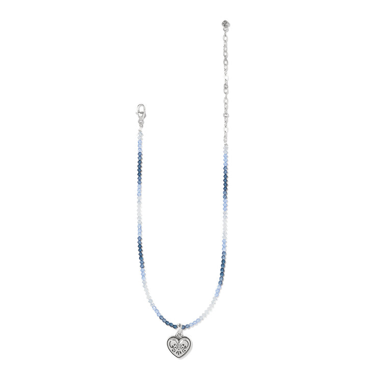 One Heart Ombre Necklace - Silver-Blue
