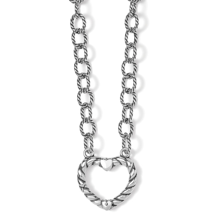 MABEL HEART CHARM HOLDER NECKLACE - SILVER