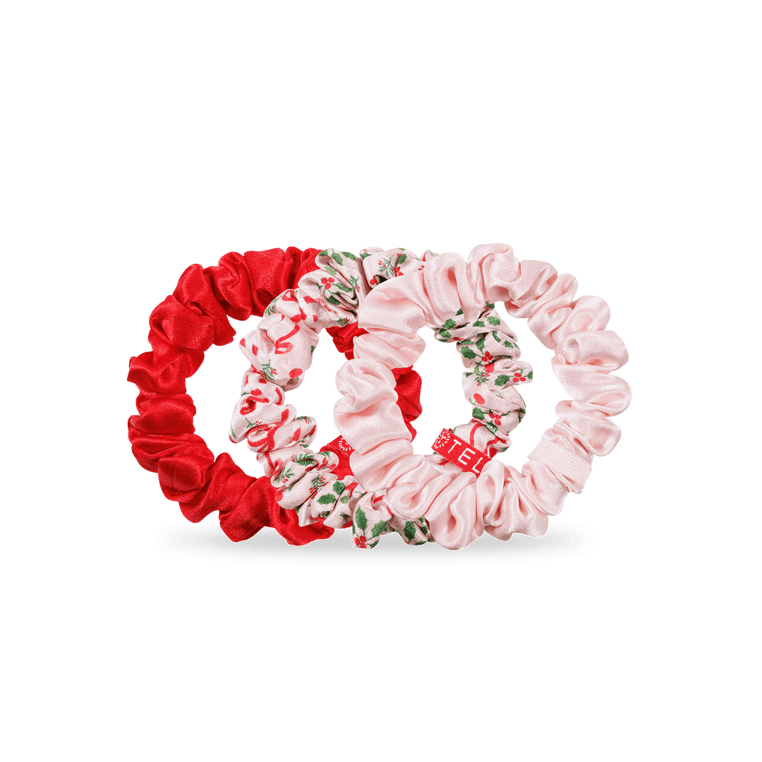 TELETIES SMALL SILK HAIR SCRUNCHIES - BLUSHMAS