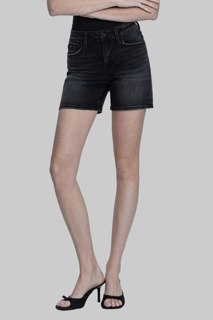 VERVET HIGH RISE MIDI SHORTS - BLACK - 6" INSEAM