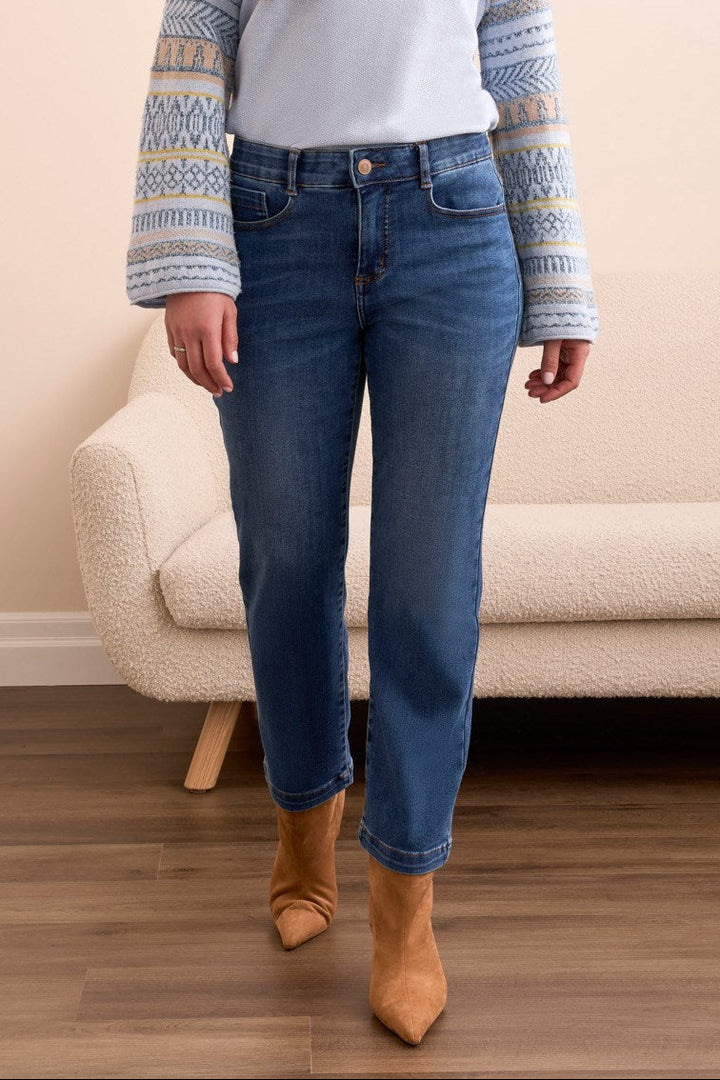 AUDREY BOUNDLESS STRETCH STRAIGHT LEG CROP JEANS - FADED BLUE