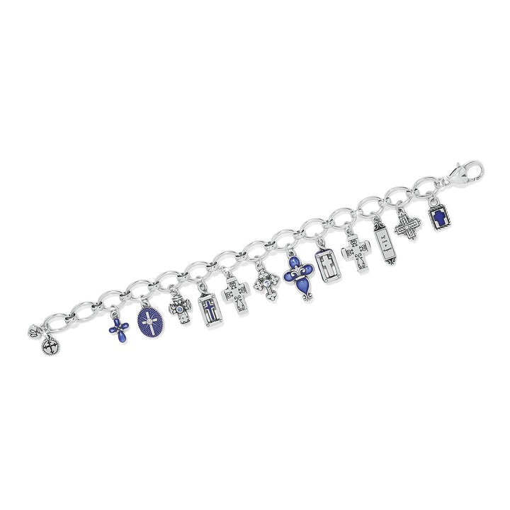 Unity Cross Charm Bracelet - Silver-Blue