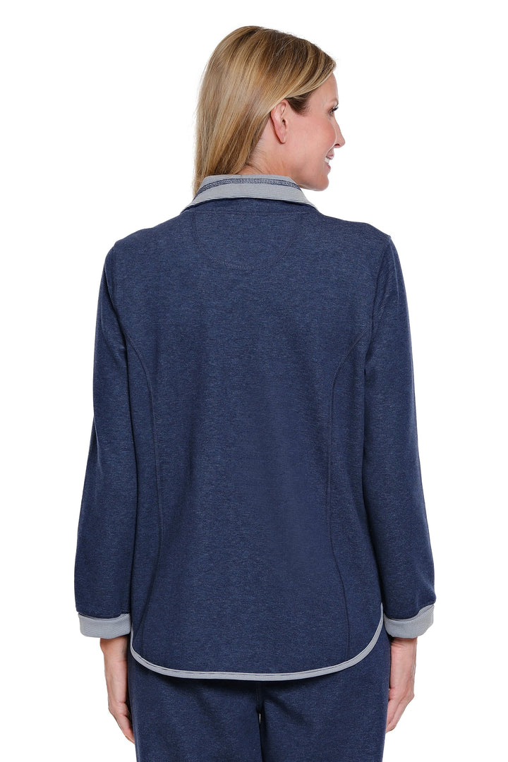 CUFFED LONG SLEEVE ZIP UP REVERSIBLE JACKET - MIDNIGHT